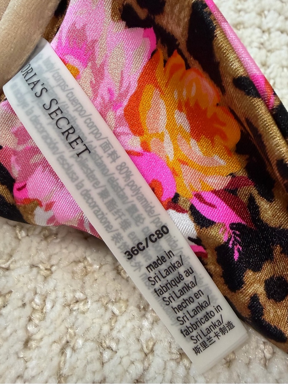 Victoria's Secret Pink, Orange & Gold Floral Leopard Bikini Bottom - Picture 5 of 11